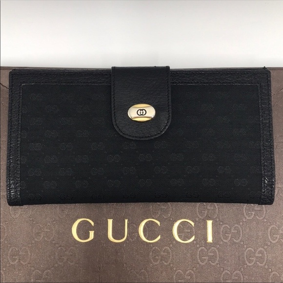 Gucci Monogram Leather & Canvas Wallet - Picture 1 of 8
